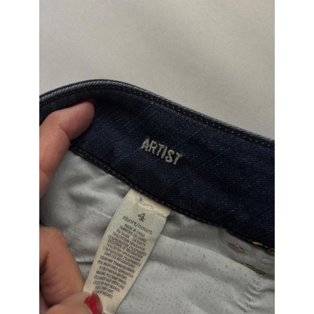 American Eagle Y2K VTG Artist Flare Jeans Dark Wash Super‎ Stretch Low Rise SZ 4 - Picture 6 of 8